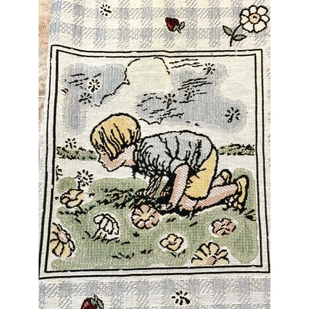 Disney Classic Pooh Woven Throw Blanket 43x65 Cotton Fringe Made USA Piglet